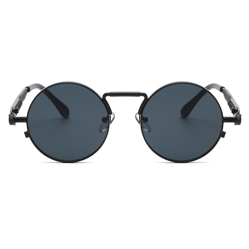 Wholesale Vintage Round Frame Steampunk Style Metal Spring Leg PC Sunglasses